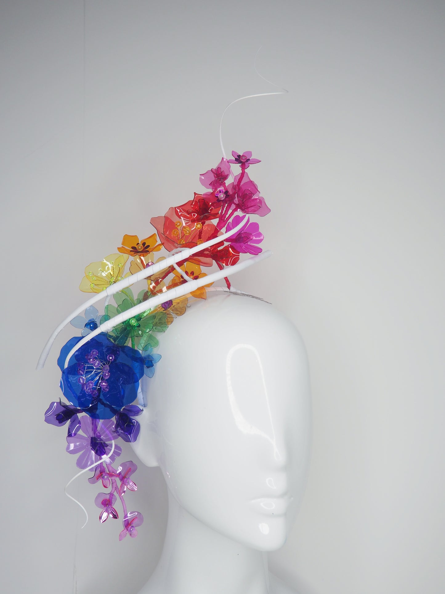 Rainbow Connection - Rainbow crystoform headband with White quills