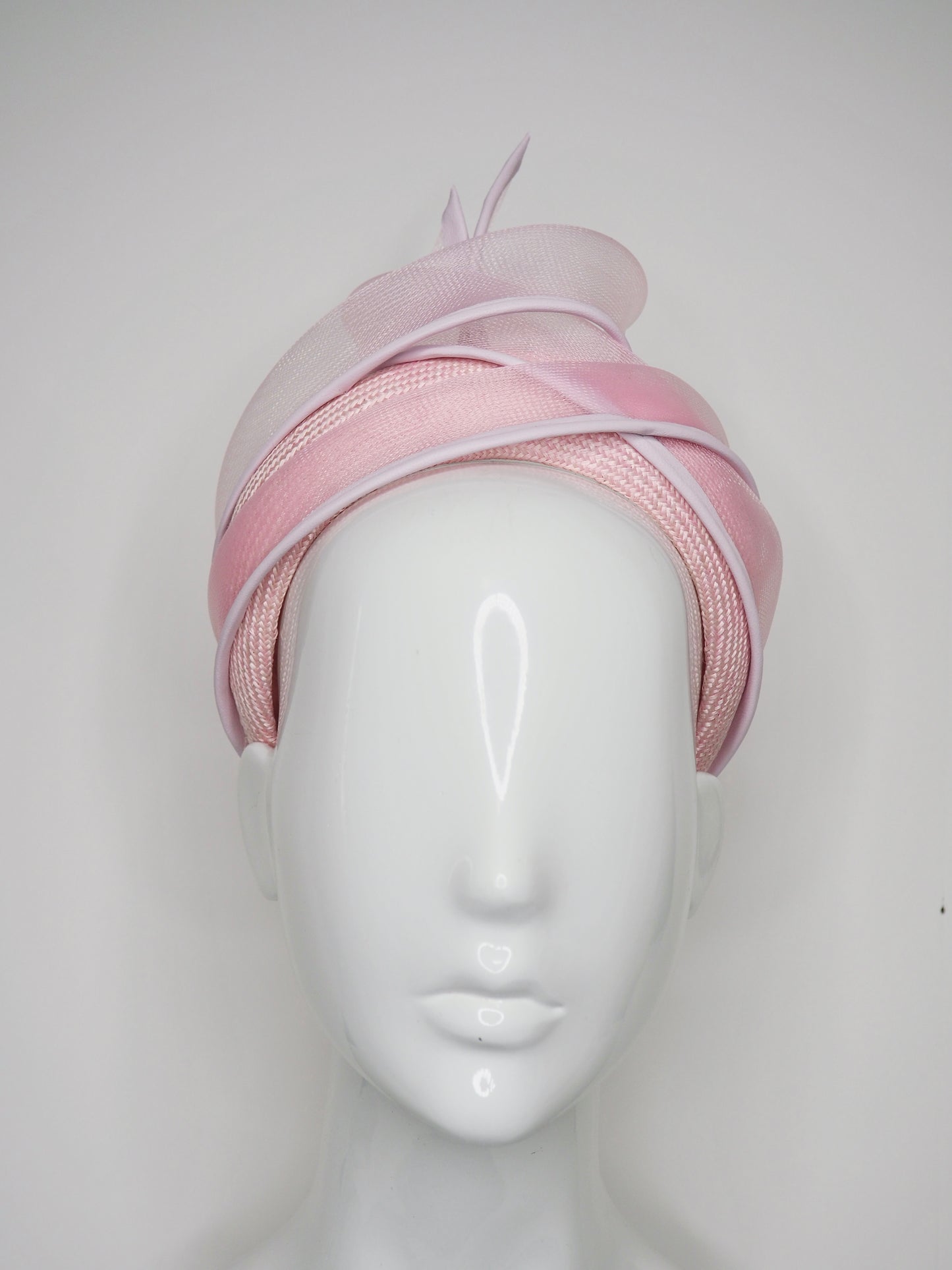 Pink Flame - Pale pink crinoline and leather swirl on a paradisal straw 3d headband.