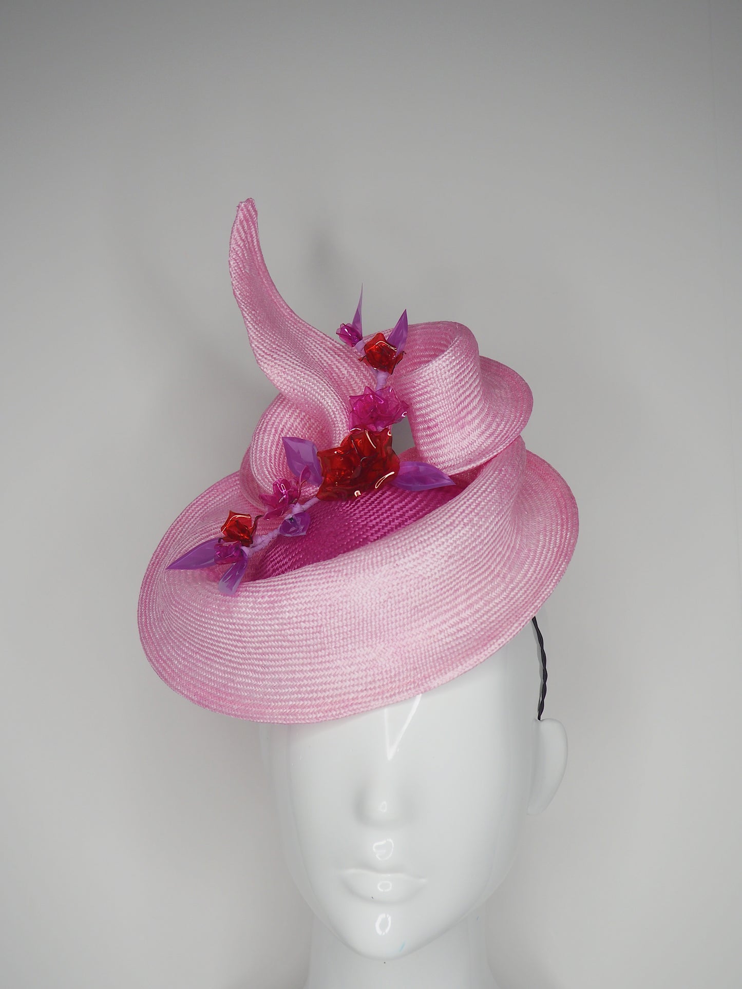 Realm of flowers - Magenta and baby pink parisissal swirl headpiece with crystoform flowers