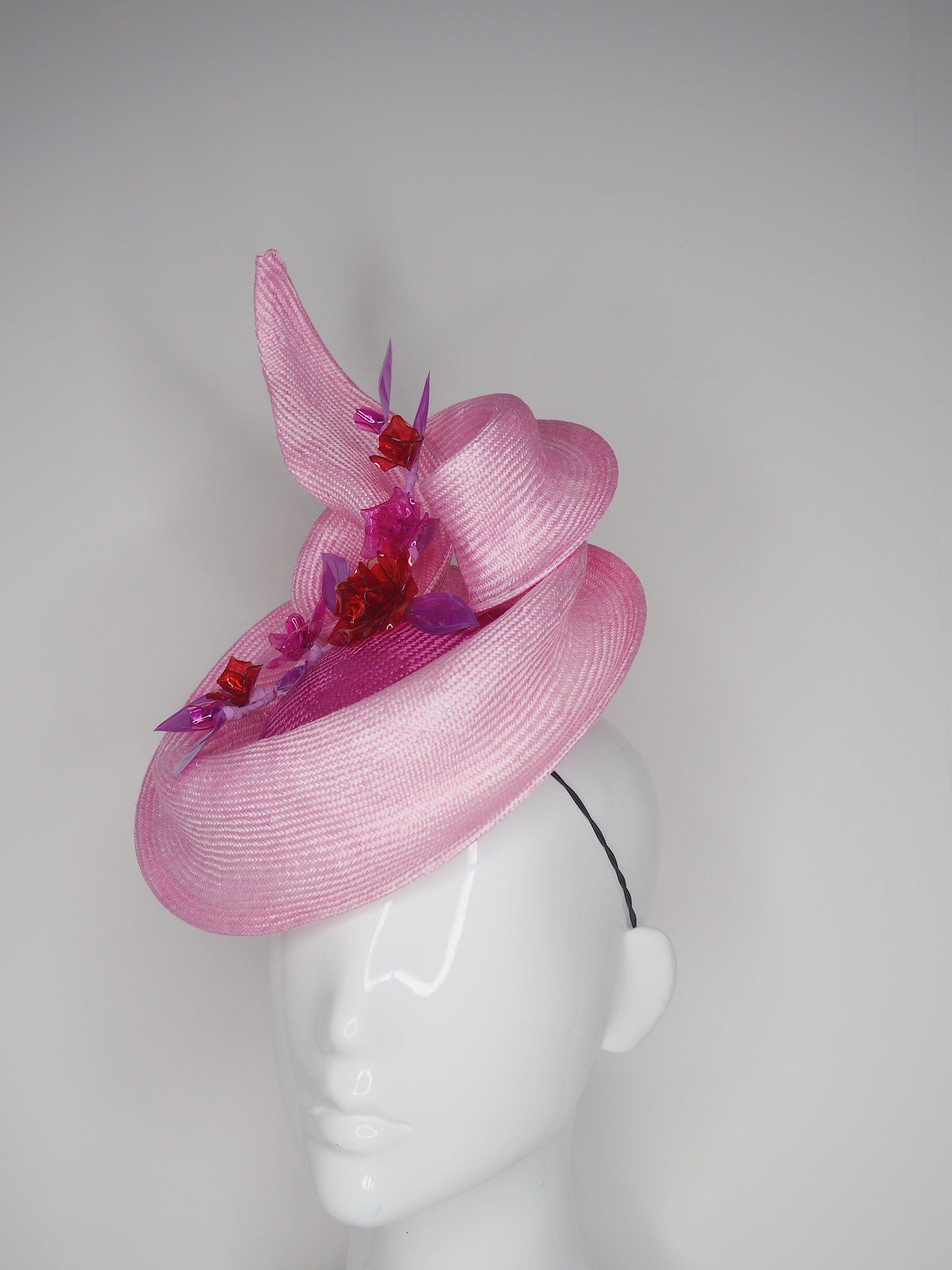 Realm of flowers - Magenta and baby pink parisissal swirl headpiece with crystoform flowers