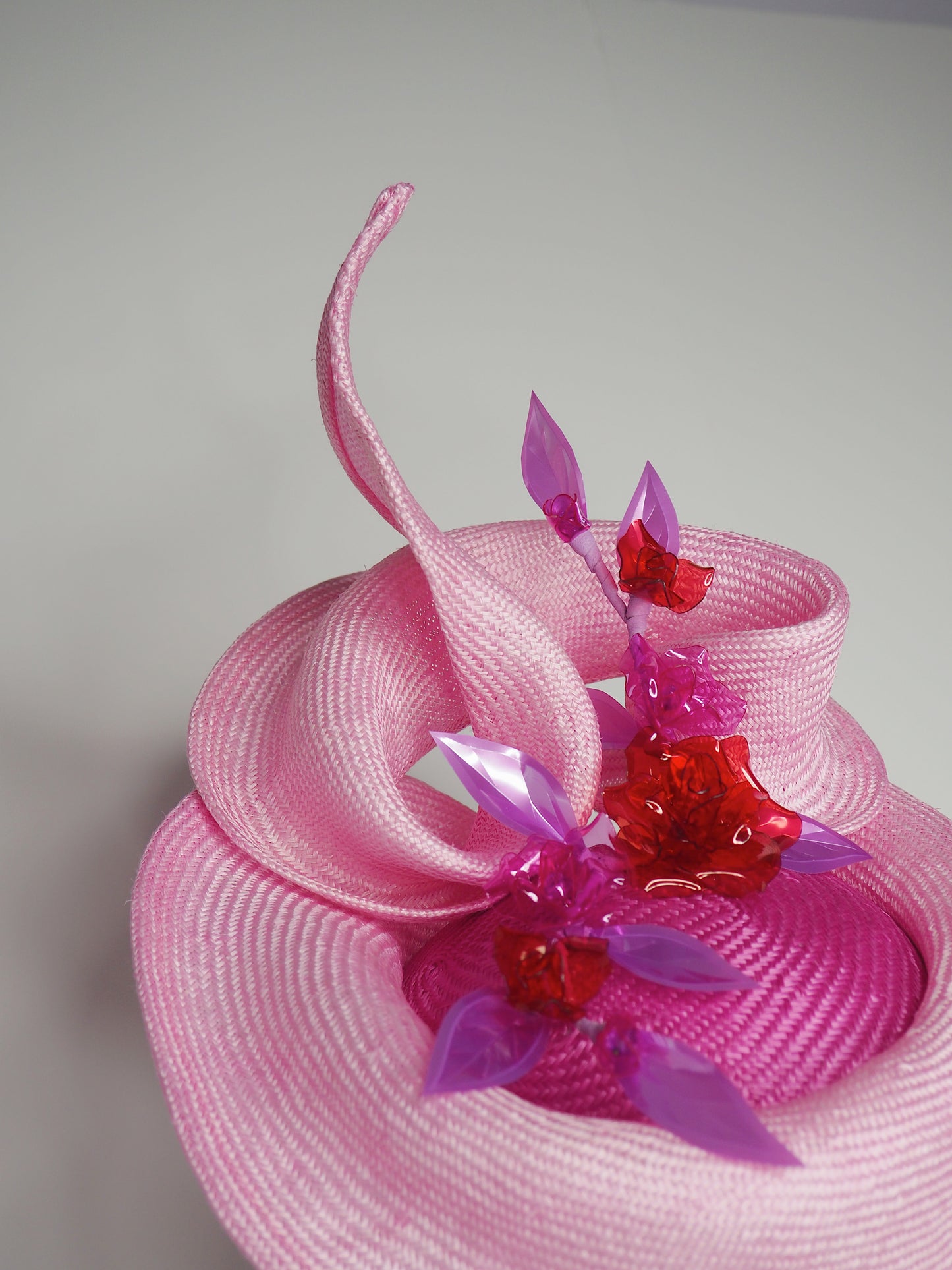 Realm of flowers - Magenta and baby pink parisissal swirl headpiece with crystoform flowers