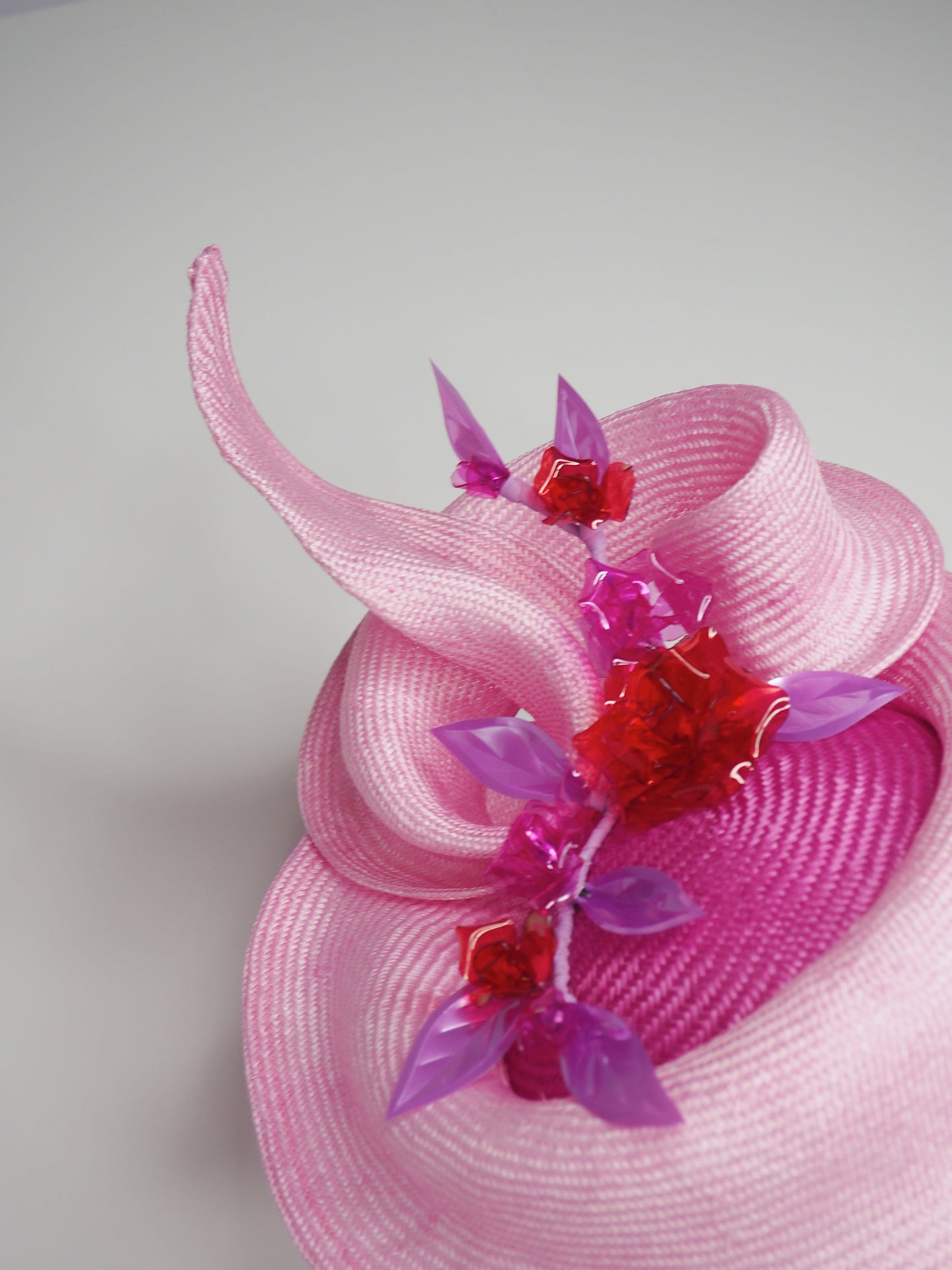 Realm of flowers - Magenta and baby pink parisissal swirl headpiece with crystoform flowers