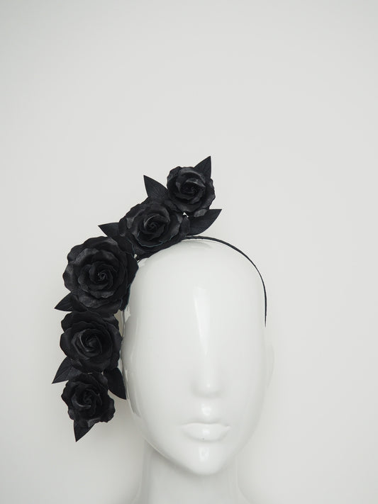 Rosie - Rose vine headband - Black