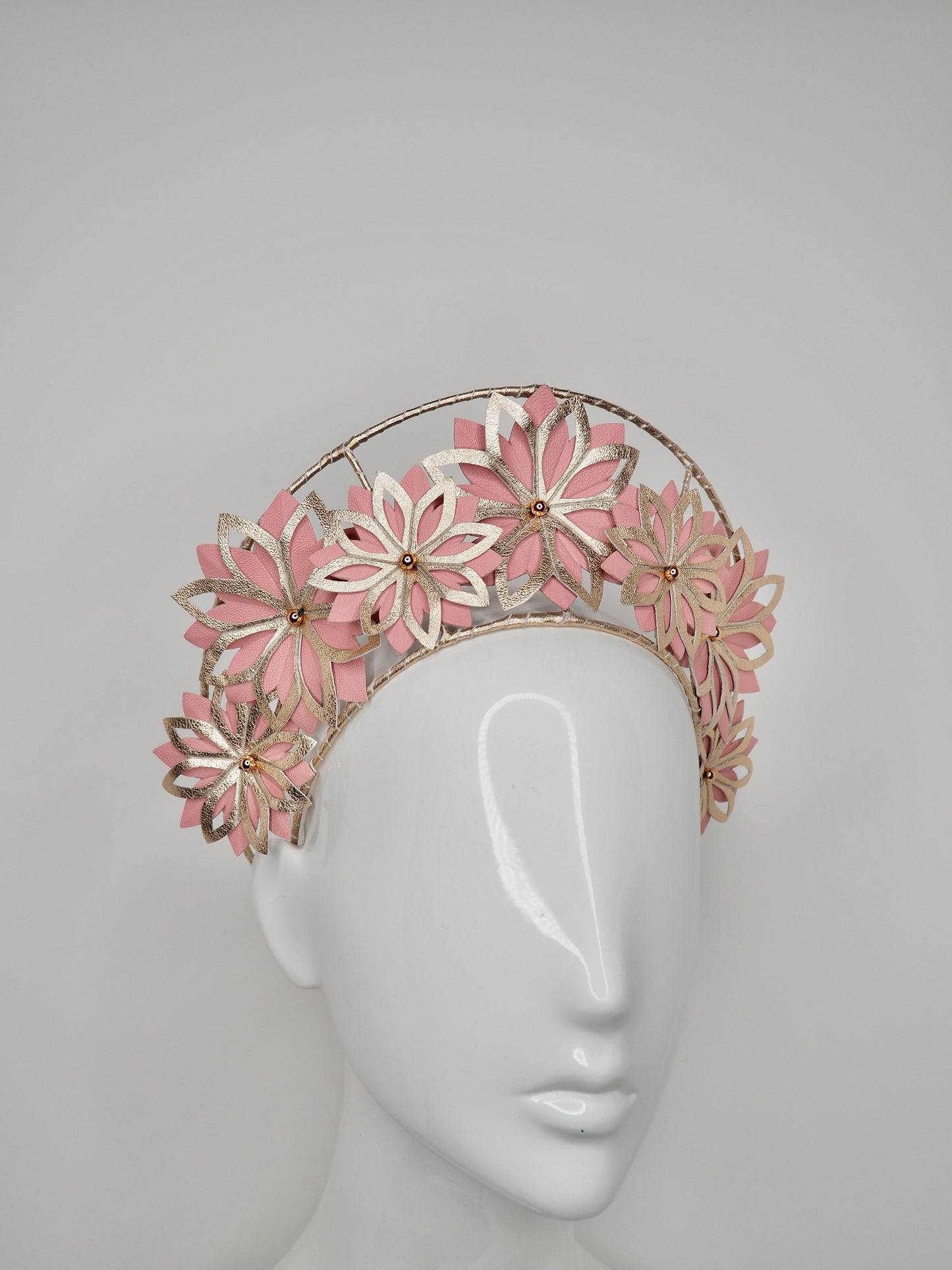 Garden Party - Rose gold and pink leather cutout halo