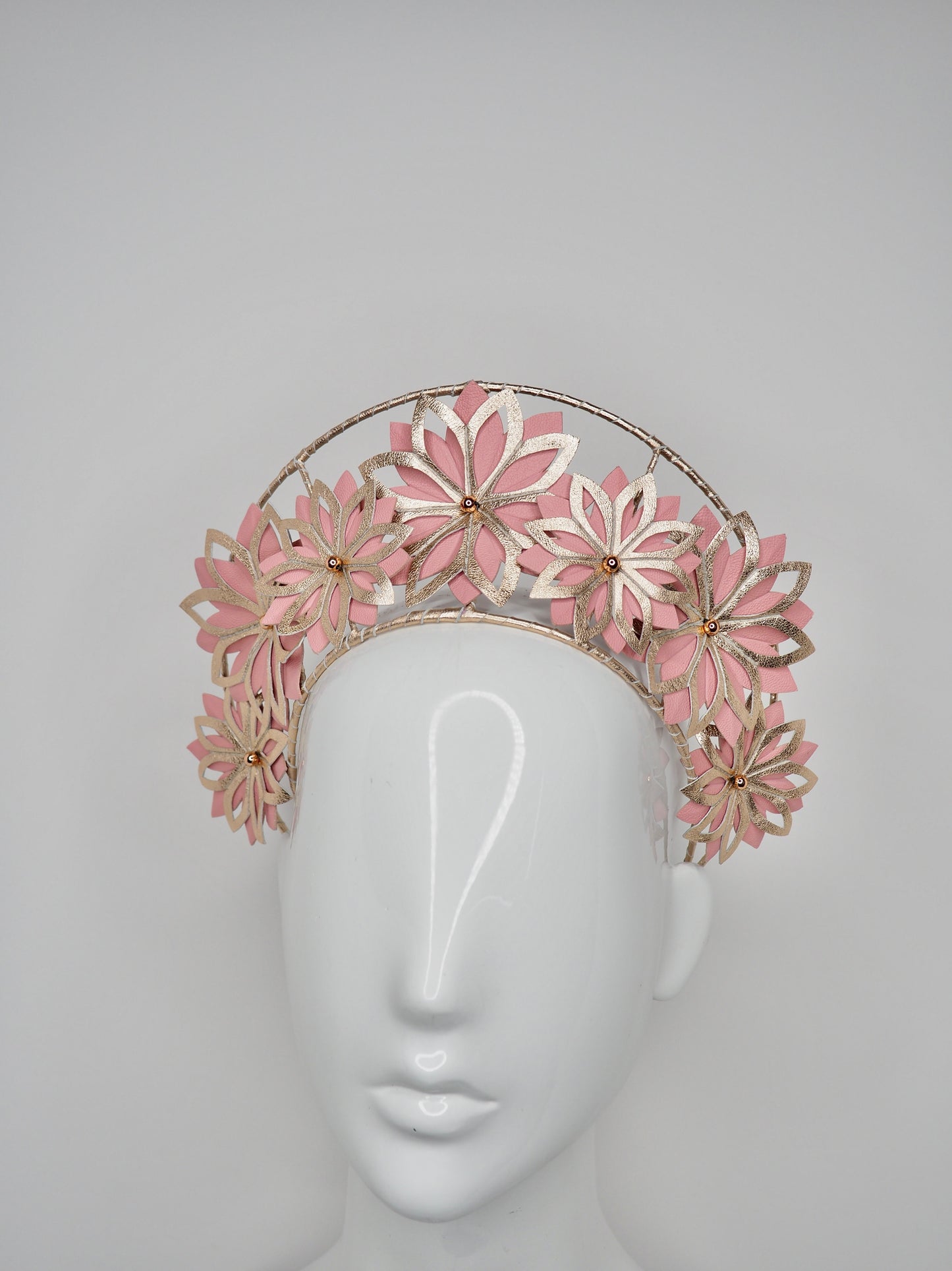 Garden Party - Rose gold and pink leather cutout halo