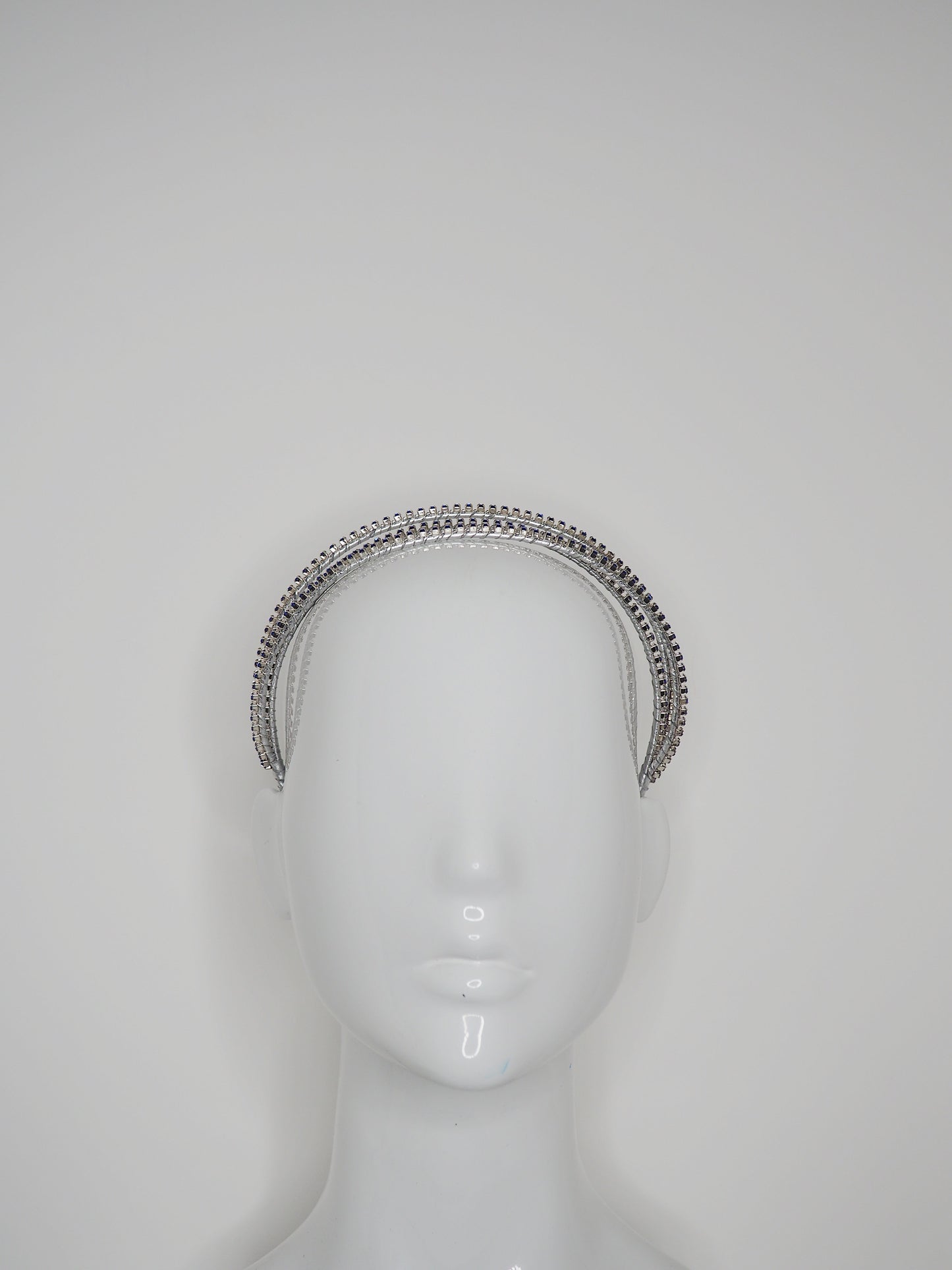 Triple Treat — Pre-Loved Collection - silver and Blue Diamanté jewelled headband