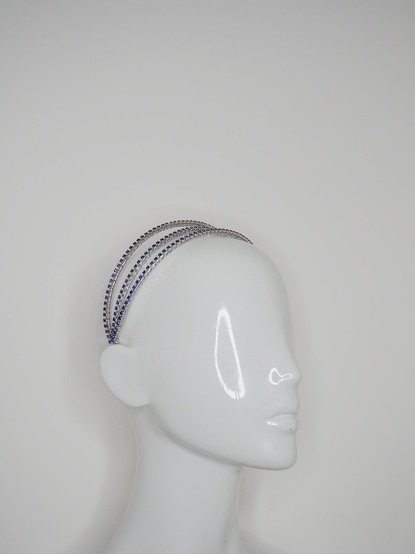 Triple Treat — Pre-Loved Collection - silver and Blue Diamanté jewelled headband