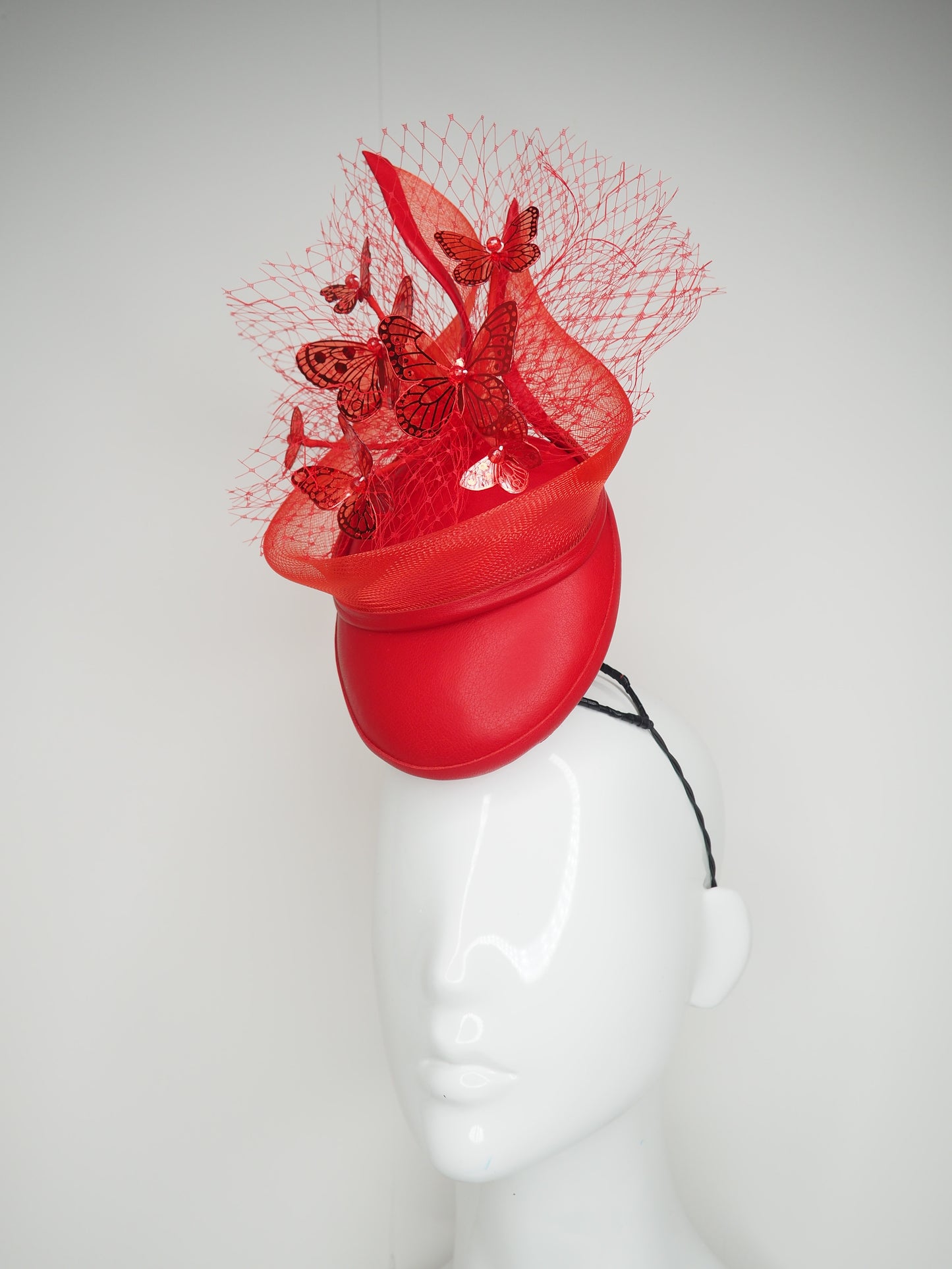 Fluttering flame - Metallic Butterfly percher with crinoline swirl and veil detail