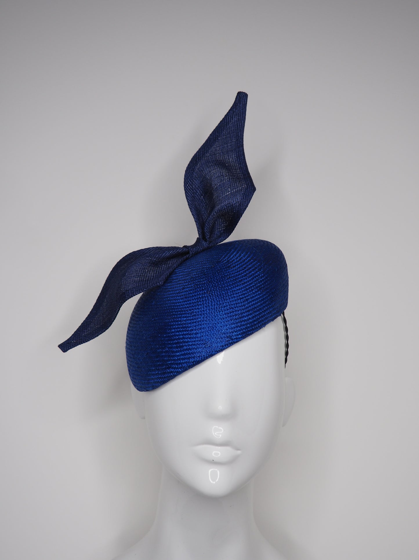 Blue Ribbon- Blue Parisisal Straw Beret with a simple Tinalak bow