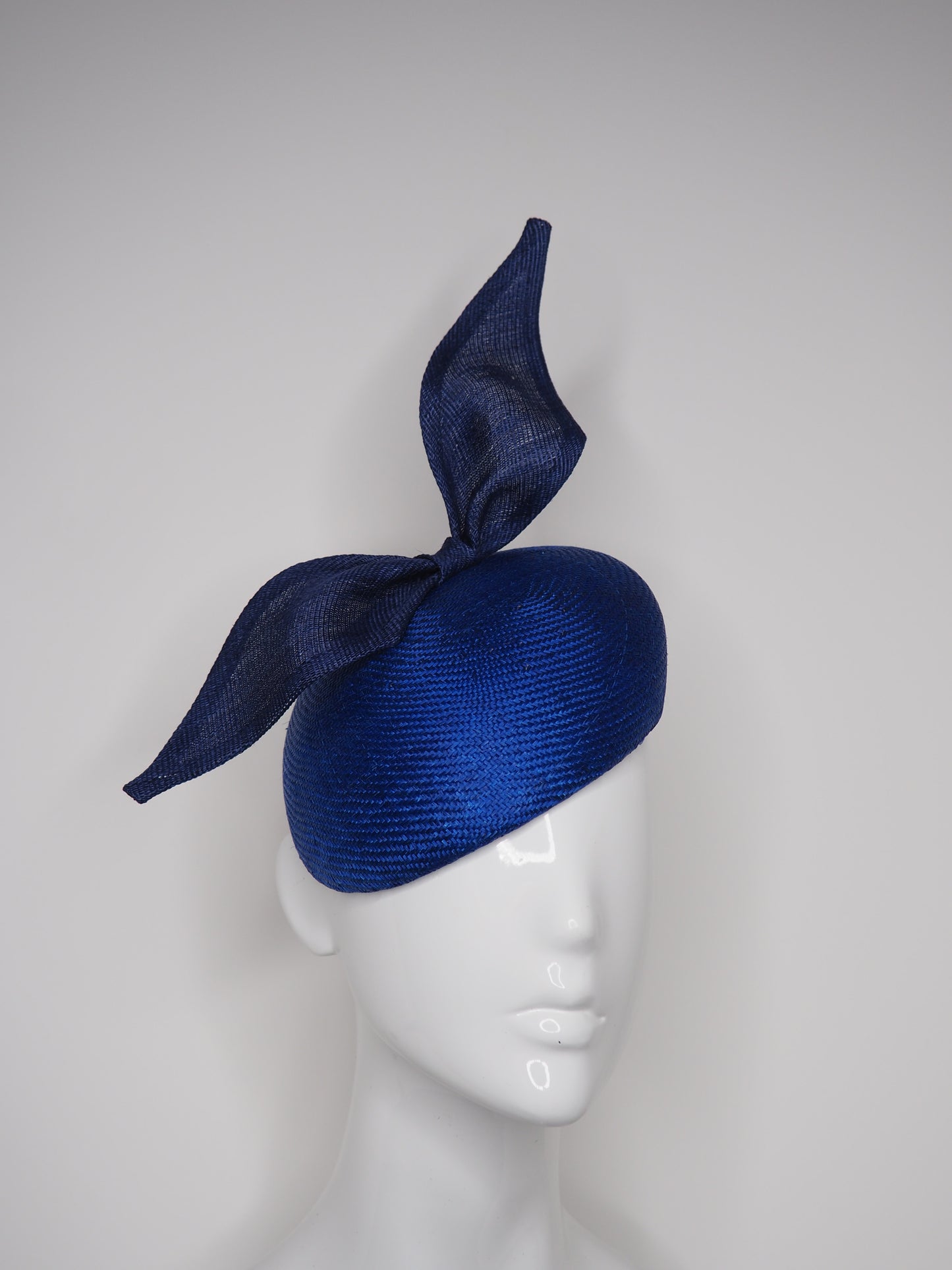 Blue Ribbon- Blue Parisisal Straw Beret with a simple Tinalak bow
