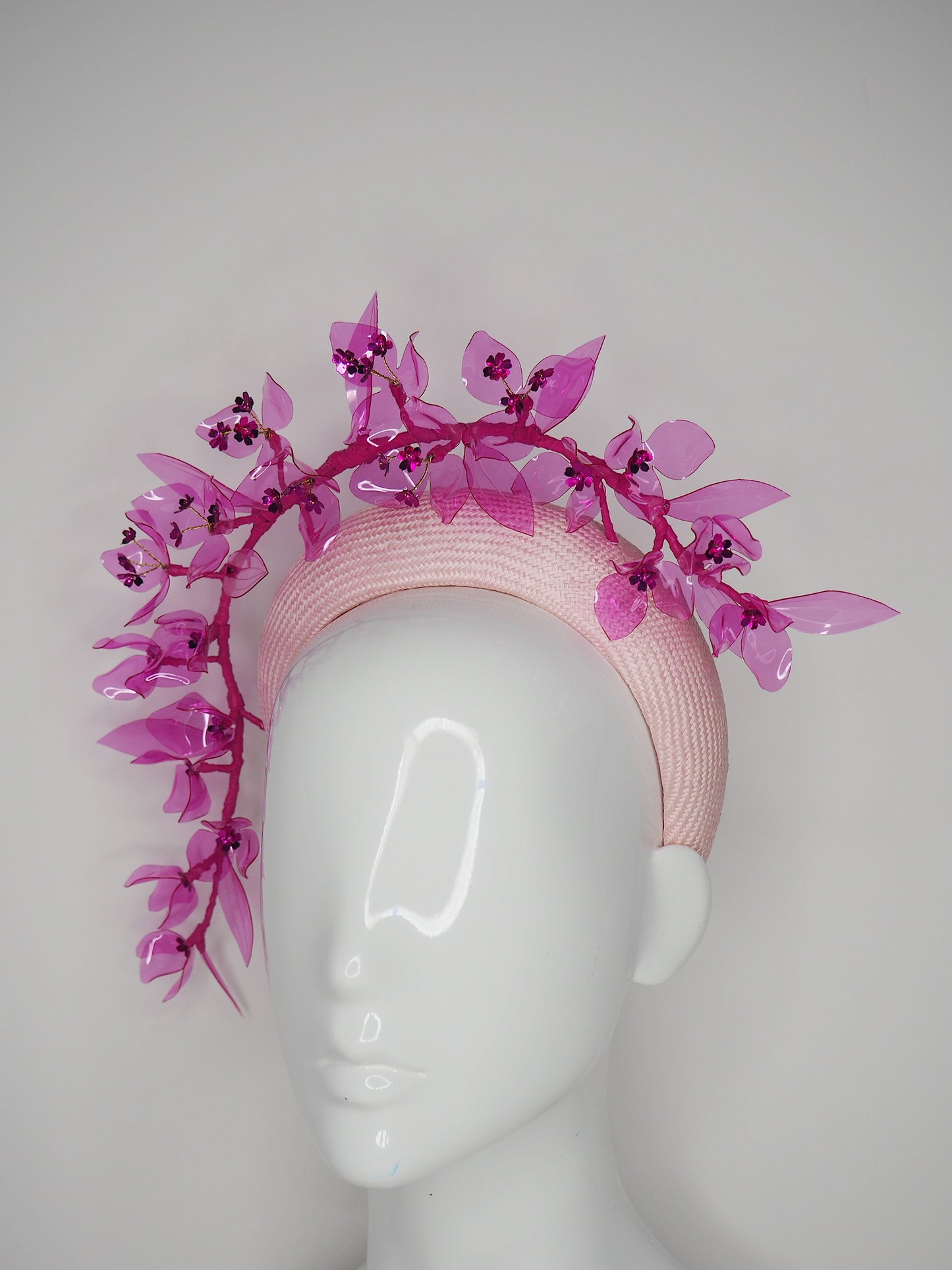 Bougainvillea Blossom - Baby Pink 3d headband with a pink cascading Bouganvillea vine.