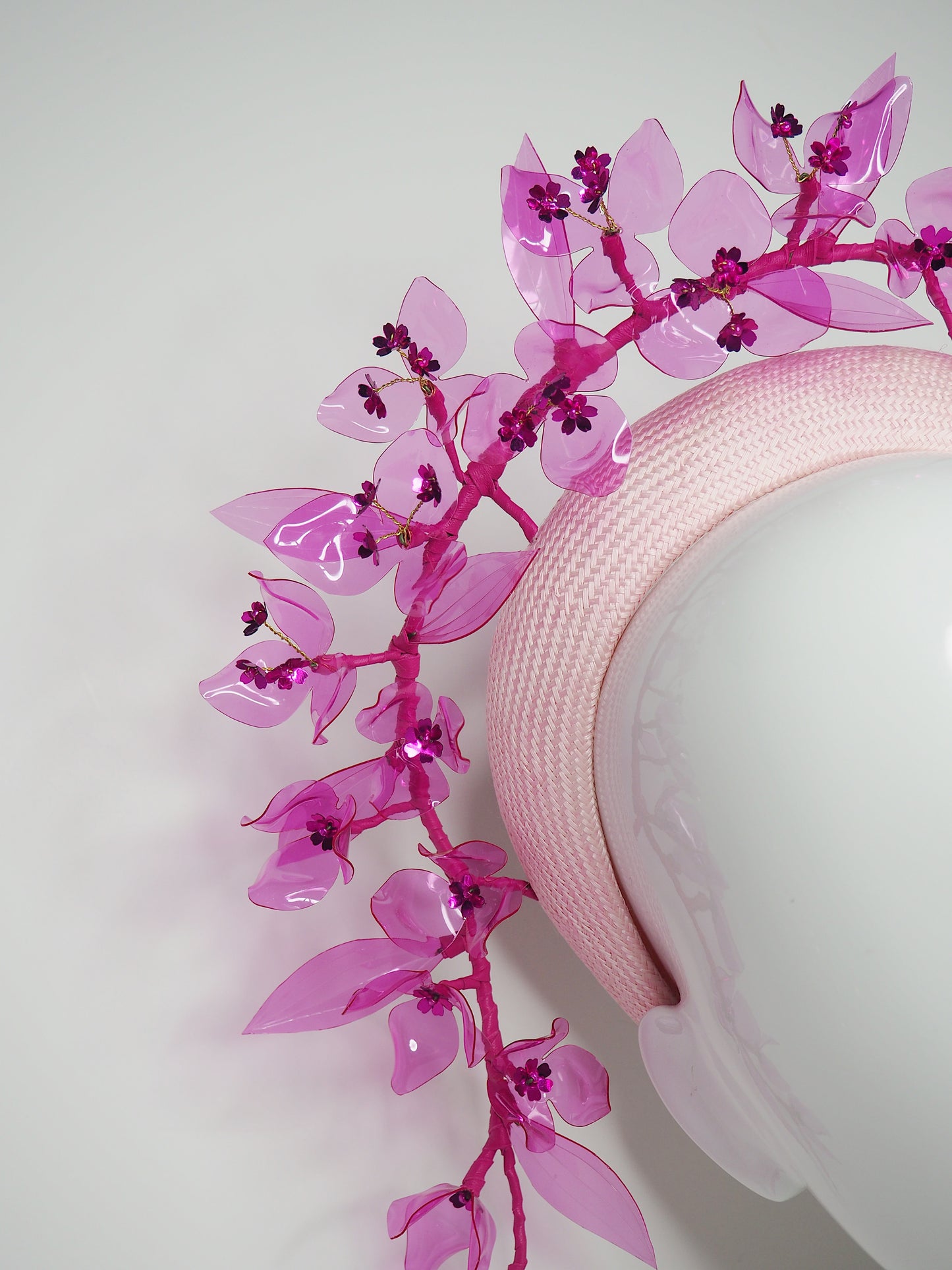 Bougainvillea Blossom - Baby Pink 3d headband with a pink cascading Bouganvillea vine.