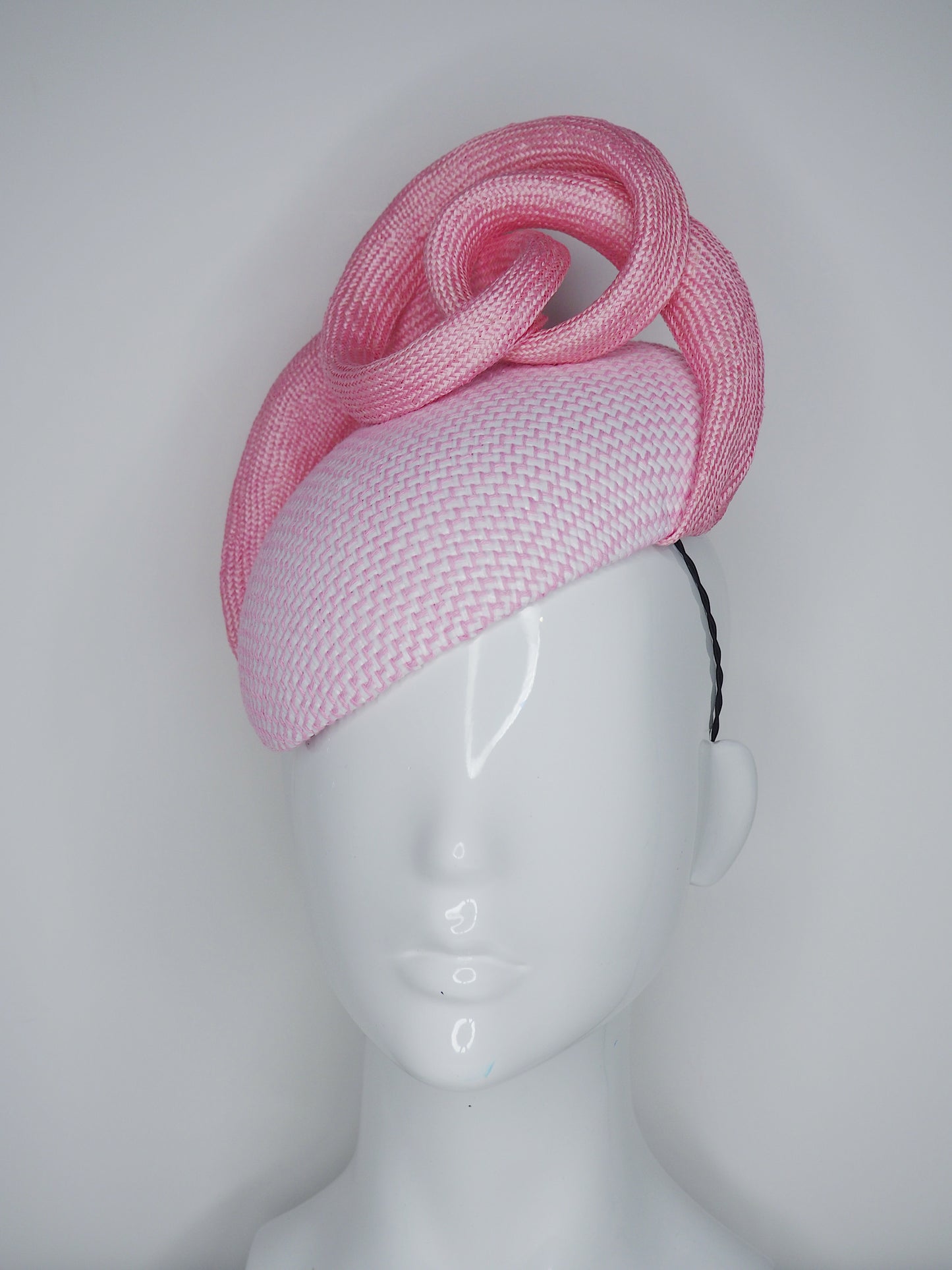 Sweet Little Swirl - Candy pink raffia and cotton face hugger base with Parisisal swirl