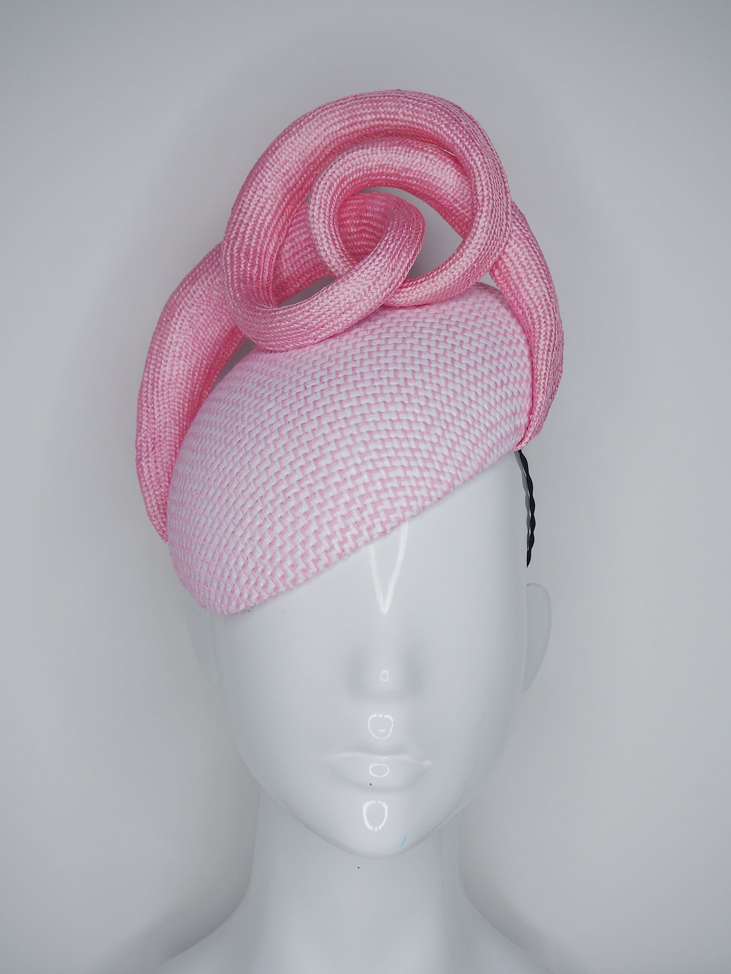 Sweet Little Swirl - Candy pink raffia and cotton face hugger base with Parisisal swirl