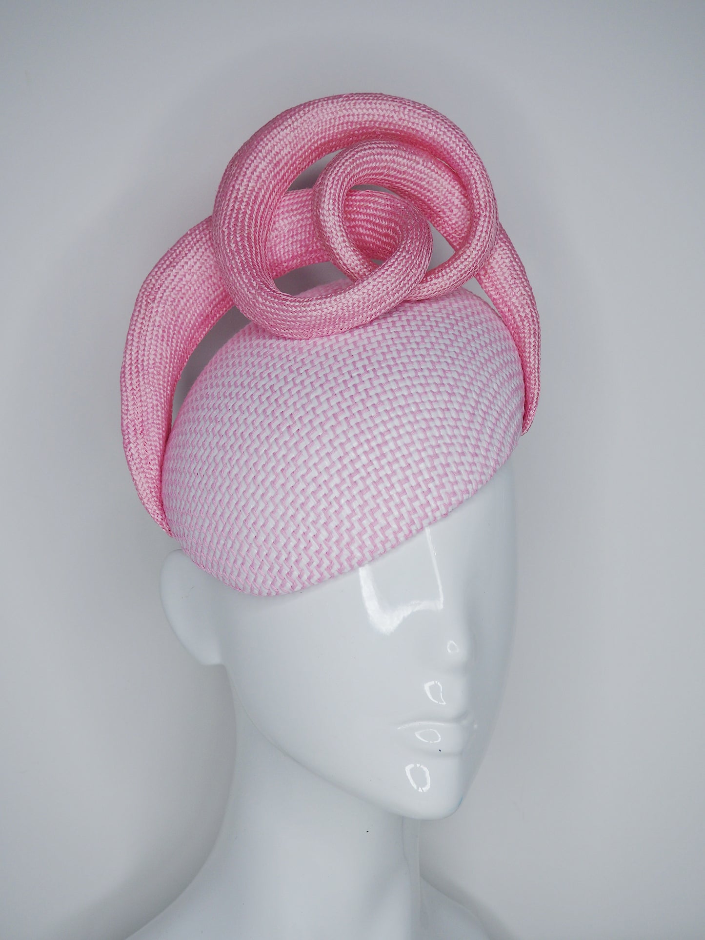 Sweet Little Swirl - Candy pink raffia and cotton face hugger base with Parisisal swirl