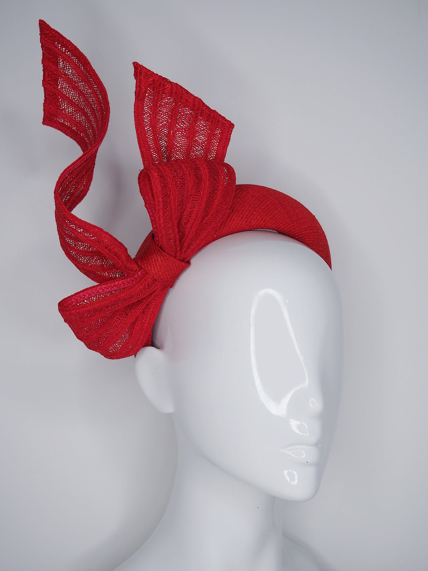 Windswept - Red Tinalak 3d headband with hemp braid wired bow