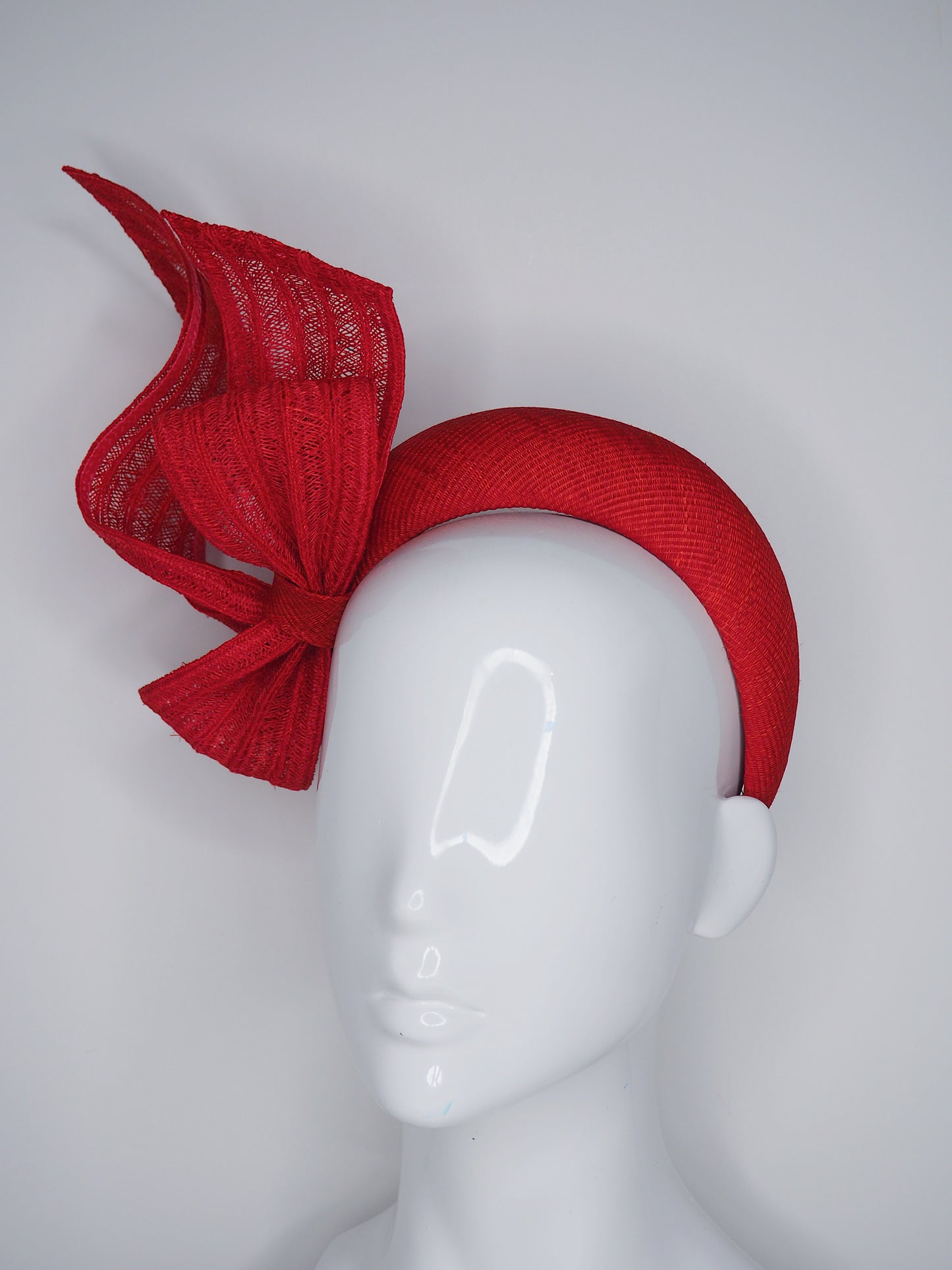 Windswept - Red Tinalak 3d headband with hemp braid wired bow