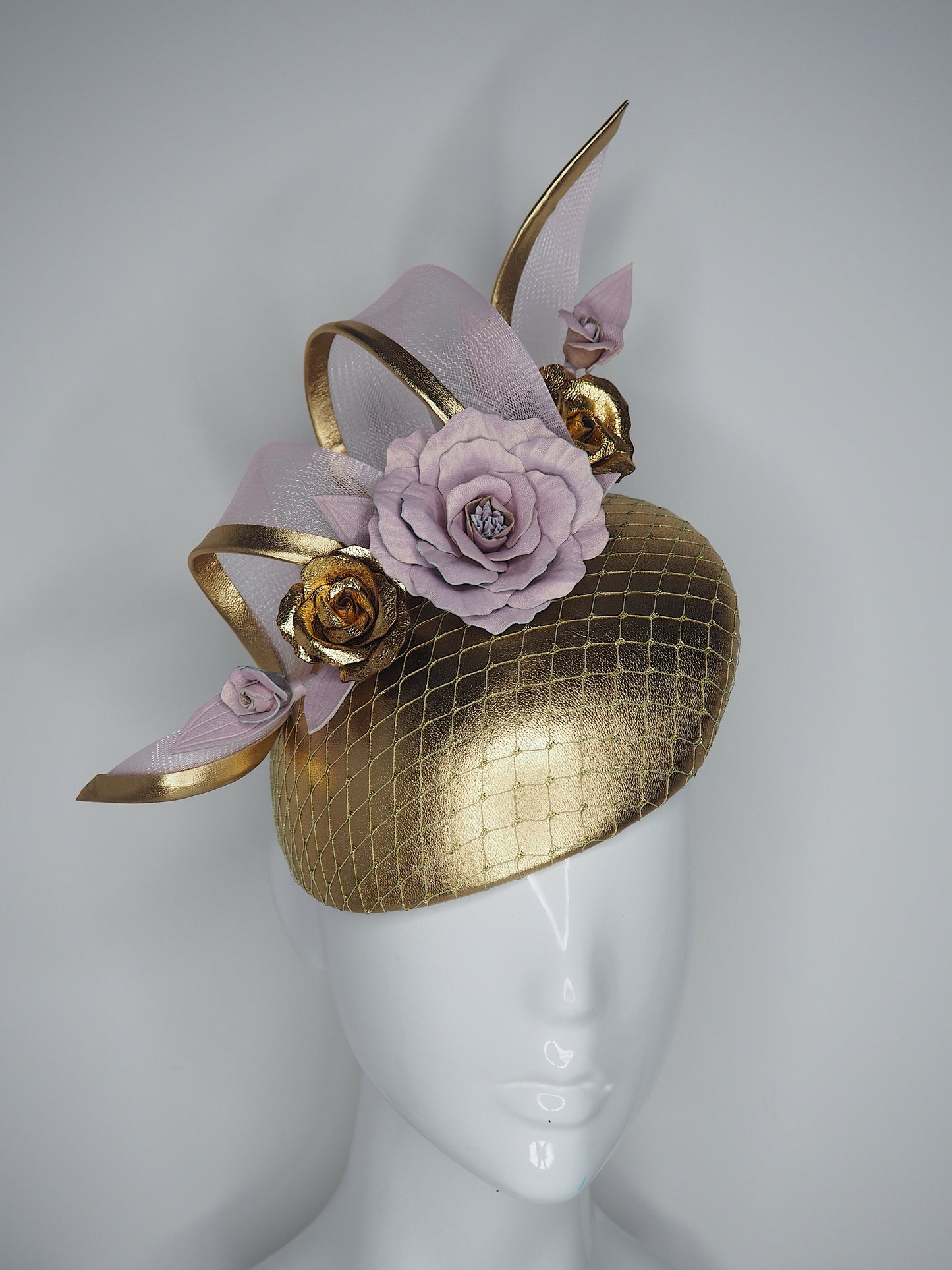 Golden Rose -Gold face hugger base with rose, crinoline and veil detail