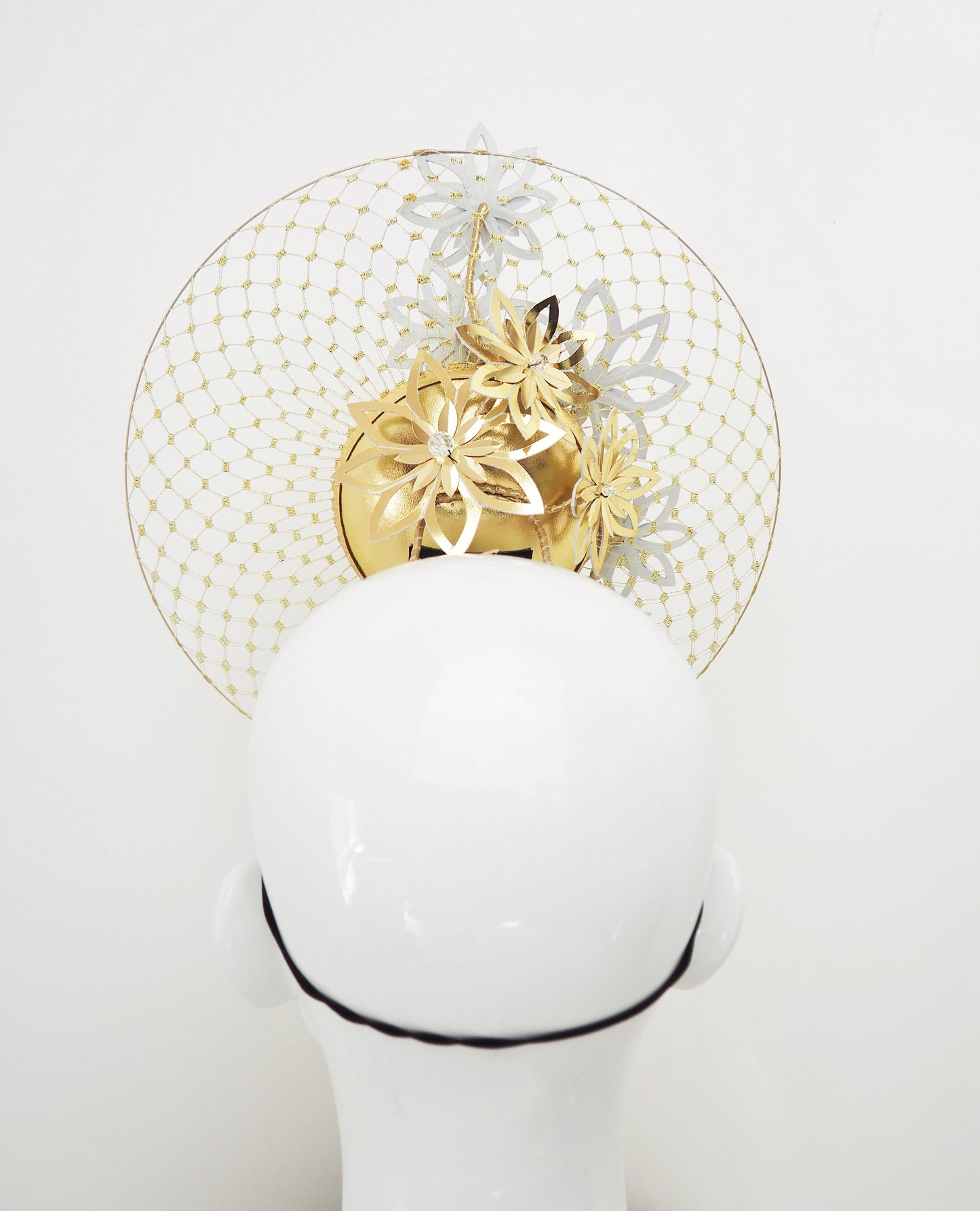 All That Glitters - Gold woven leather percher with gold cutout flowers
