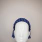 Lady Navy- Pearlescent light navy hand woven vintage straw straw pillbox
