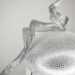 Lightning Strikes - Silver lurex and leather button with sculpted silver wired swirl