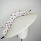 Cherry blossom  - Pale gold and white Coolie Brim with cherry blossom branch and a touch of pink