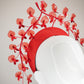 Scarletta - Red tinilac straw 3D headband with draping crystoform wisteria flowers