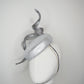 Lightning Strikes - Silver lurex and leather button with sculpted silver wired swirl