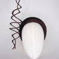 Chocolate swirl - Chocolate silk satin 3d headband with wired swirl and veil detail