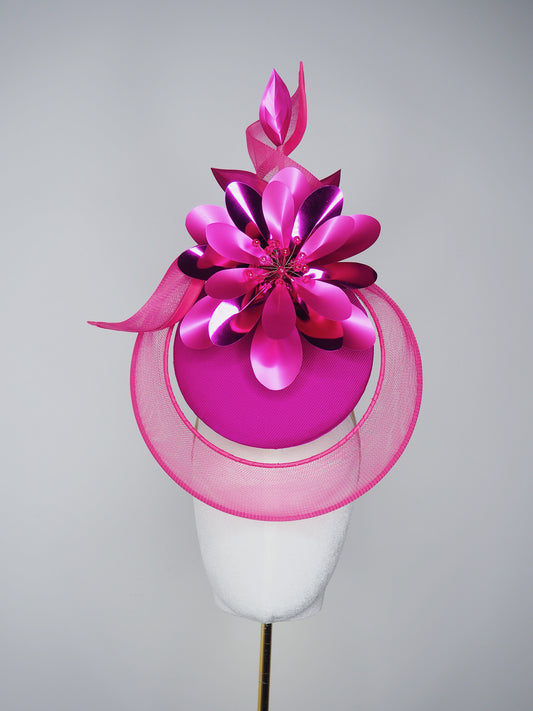 Magenta Muse - Magenta floral percher with crinoline veil and large flower