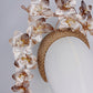 Rose Gold Glory -  Rose gold and gold 3d headband with crystoform orchid cascade