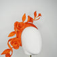 Tangerine Bloom - Orange 3D headband in Tinalak straw with sculptural orange swirl and hand-sculpted orange straw roses and buds