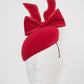 The Gift - Red wired upside down velvet bow with leather and crystal details.