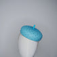 Glitz and glam - Leather button beret with crystals - Aquamarine