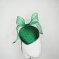 Windswept Miss Emerald -emerald fabric petite tear drop beret with embellished veiling detail and windswept crinoline (Copy)