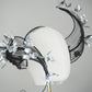 Twilight blossom - Sculptural wire pleated crinoline swirl headband with silver floral accent