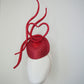 Be my valentine - Red Vintage Hand-Dyed Straw Cloth Pork Pie Pillbox with straw heart swirl trim