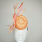 Just Peachy - Mandarin parisisal straw porky pie pillbox with leather edged crinoline swirls