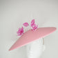 Pastel with a pop - Baby pink and white leather Coolie brim with shades of pink crystoform rose