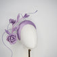Lilac Bloom - A hand-dyed lilac headband blooming with sculptural roses and metallic swirls.