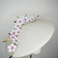 Cherry blossom  - Pale gold and white Coolie Brim with cherry blossom branch and a touch of pink