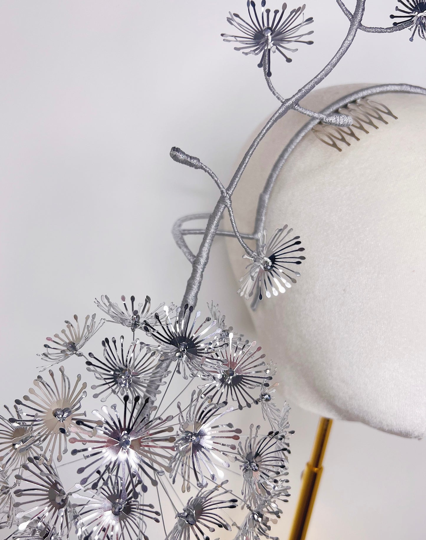 Dancing Dandelion - Silver Dandelion wraparound headband with windswept