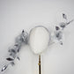 Dewdrops on Roses - Couture wraparound headpiece of sculptural silver roses sparkling with crystal dewdrops.