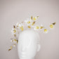 Dancing Diphylleia - Cascading skeleton flowers dancing across a leather wrapped headband