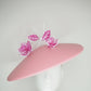 Pastel with a pop - Baby pink and white leather Coolie brim with shades of pink crystoform rose