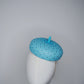 Glitz and glam - Leather button beret with crystals - Aquamarine