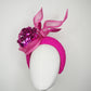 Magenta Mystery - Magenta tweed 3d headband with crinoline swirl and sequin flower ball
