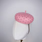 Glitz and glam - Leather button beret with crystals - baby pink