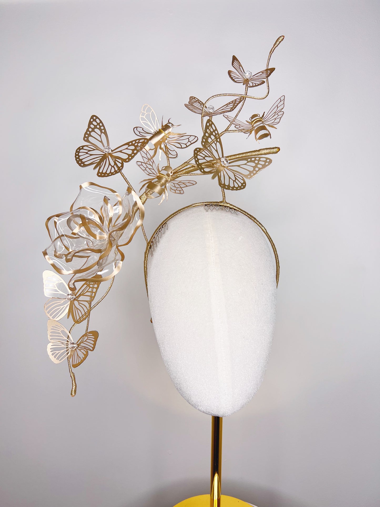 Butterflies and bees - gold crystoform headpiece