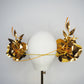 Sunlit Bloom - A wraparound floral headpiece featuring oversized golden blooms with vibrant orange centres.